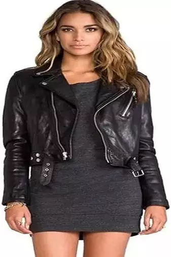 Women’s real soft lambskin leather slim fit jacket black motorcycle biker stylish