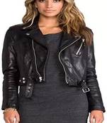 Women’s real soft lambskin leather slim fit jacket black motorcycle biker stylish