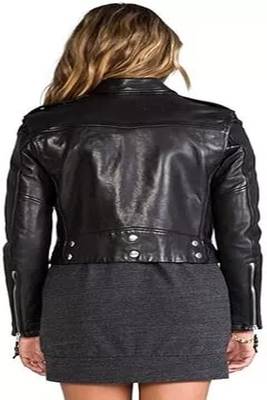 women's black lambskin leather biker jacket classic moto zip style authentic pro 2