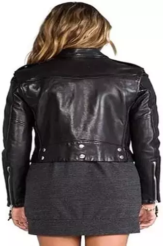 women's black lambskin leather biker jacket classic moto zip style authentic pro