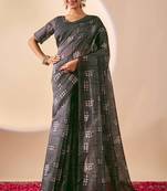 black digital kalamkari print cotton silk festive ethnic saree with blouse