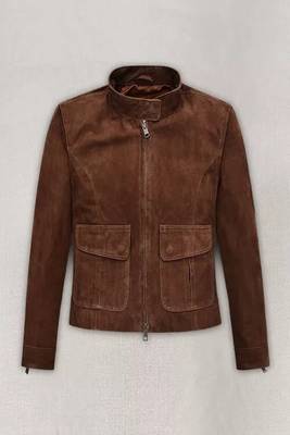 women's brown suede leather biker jacket fringed western design authentic 1