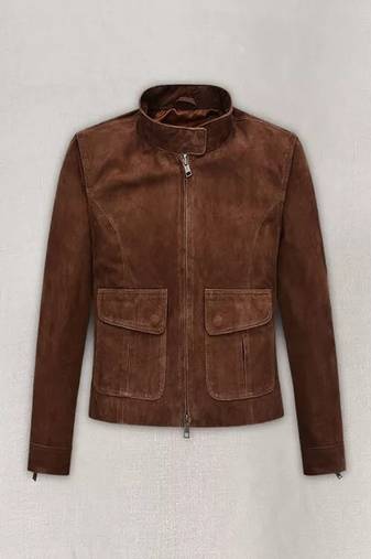Women’s genuine lambskin brown suede leather jacket fringed motorcycle biker handmade