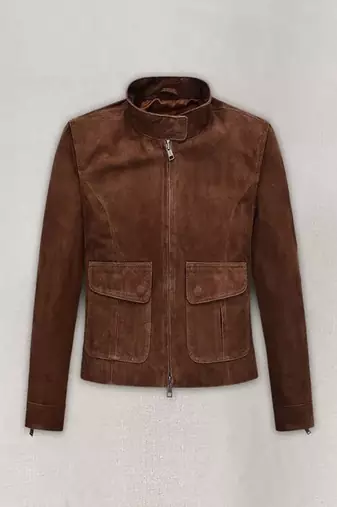 Women’s genuine lambskin brown suede leather jacket fringed motorcycle biker handmade