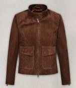 Women’s genuine lambskin brown suede leather jacket fringed motorcycle biker handmade