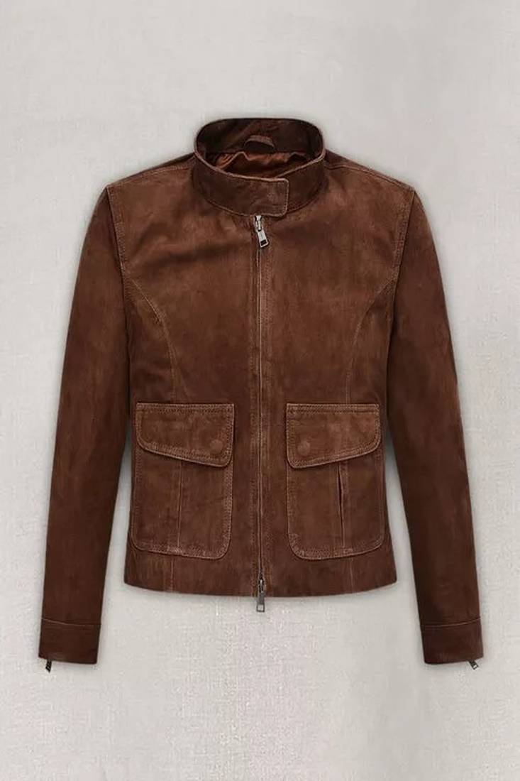 Women’s genuine lambskin brown suede leather jacket fringed motorcycle biker handmade