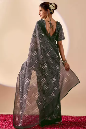 black digital kalamkari print cotton silk festive ethnic saree with blouse