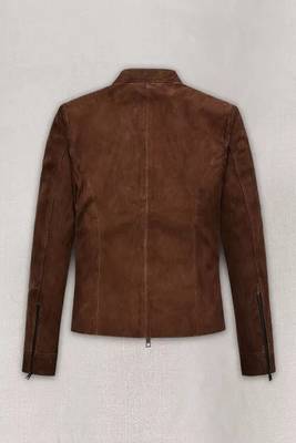 women's brown suede leather biker jacket fringed western design authentic 2