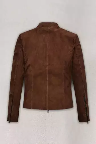 women's brown suede leather biker jacket fringed western design authentic