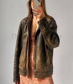 Women’s real soft lambskin leather bomber  jacket black motorcycle biker stylish slim fit