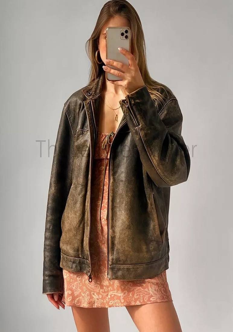 Women’s real soft lambskin leather bomber  jacket black motorcycle biker stylish slim fit
