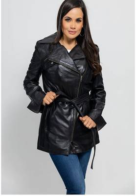 women's black lambskin leather biker jacket classic moto zip style authentic advanced 1