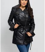 Women’s real lambskin leather jacket black motorcycle biker stylish slim fit