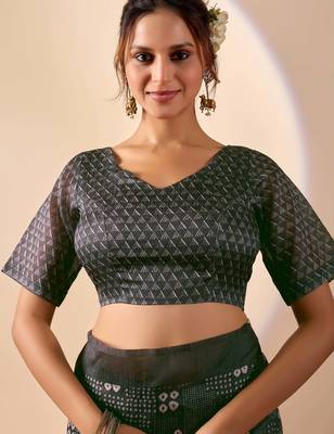 black digital kalamkari print cotton silk festive ethnic saree with blouse 5
