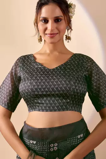 black digital kalamkari print cotton silk festive ethnic saree with blouse