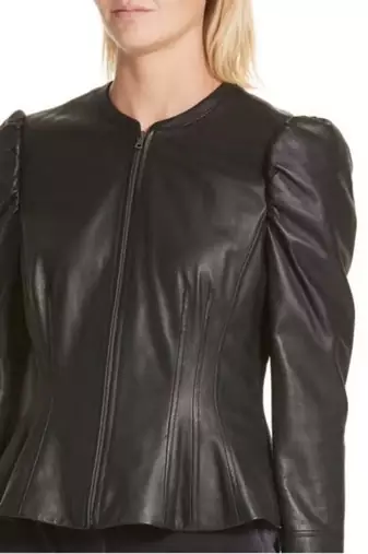 Women’s  lambskin leather jacket black motorcycle biker stylish slim fit