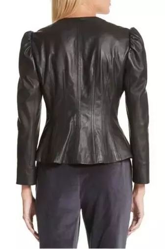 women's black lambskin leather biker jacket classic moto zip style authentic featured