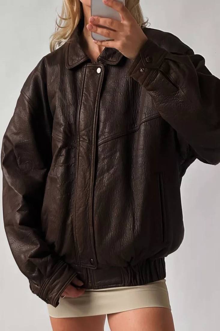 Women’s real soft lambskin leather bomber  jacket black motorcycle biker stylish slim fit