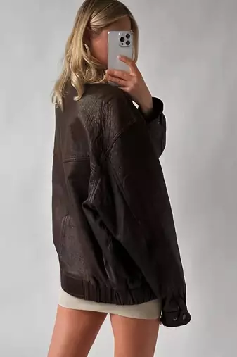 women's black lambskin leather bomber jacket ribbed cuffs and waist superior