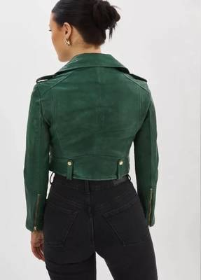 women's genuine suede leather biker jacket fringed western design premium 2