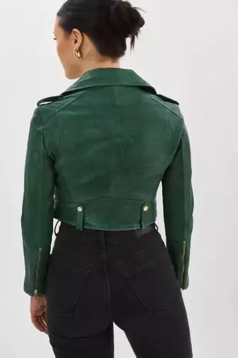 women's genuine suede leather biker jacket fringed western design premium