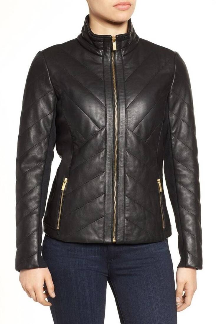Women’s stylish slim fit real soft lambskin leather jacket black motorcycle biker stylish slim fit