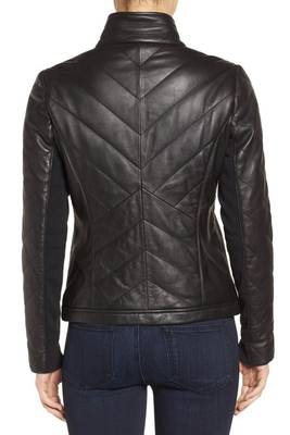 women's black lambskin leather biker jacket classic moto zip style genuine exclusive 2