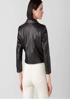 women's black lambskin leather biker jacket classic moto zip style genuine stylish 2