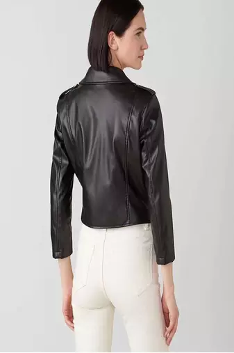women's black lambskin leather biker jacket classic moto zip style genuine stylish