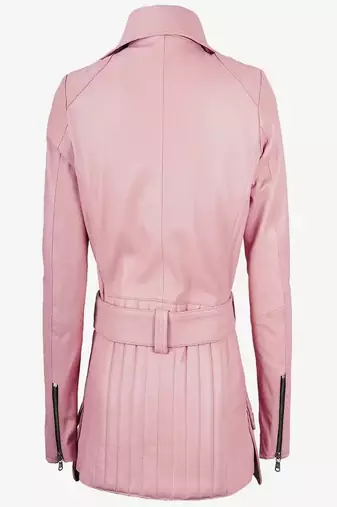 men's pink lambskin leather biker jacket classic moto zip style
