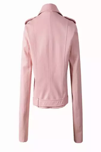women's pink lambskin leather biker jacket classic moto zip style premium