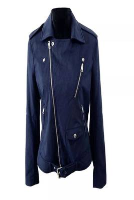 men's blue suede leather biker jacket classic moto zip style 1