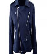 Blue soft lambskin suede leather jacket motorcycle biker stylish slim fit