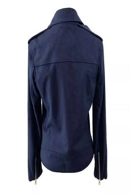 men's blue suede leather biker jacket classic moto zip style 2