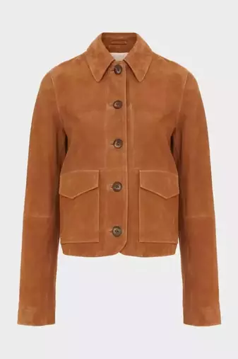 Brown  genuine lambskin suede leather jacket fringed motorcycle biker handmade