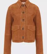 Brown  genuine lambskin suede leather jacket fringed motorcycle biker handmade