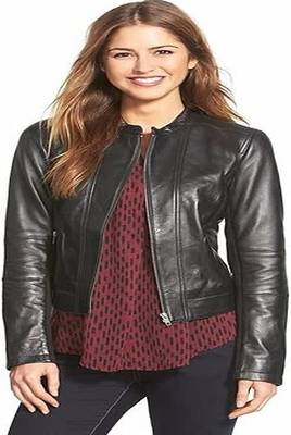 men's black lambskin leather biker jacket classic moto zip style modern select 1