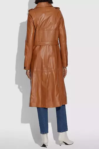 women's genuine lambskin leather trench coat classic zip up style stylish