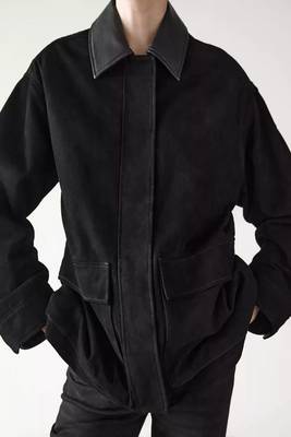 men's genuine suede leather jacket classic zip up style modern 1