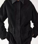 soft lambskin suede leather jacket long pocket