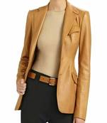 Women’s  soft genuine lambskin leather jacket brown blazer