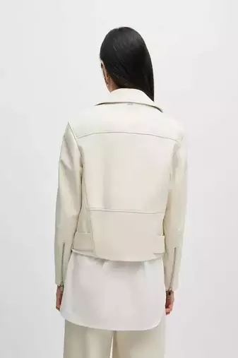 men's white lambskin leather biker jacket classic moto zip style high quality