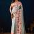 Grey digital floral print chiffon festive ethnic saree with blouse