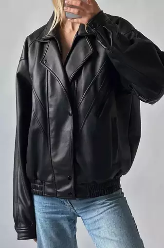 Black leather lambskin  jacket  motorcycle biker stylish slim fit