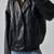 Black leather lambskin  jacket  motorcycle biker stylish slim fit
