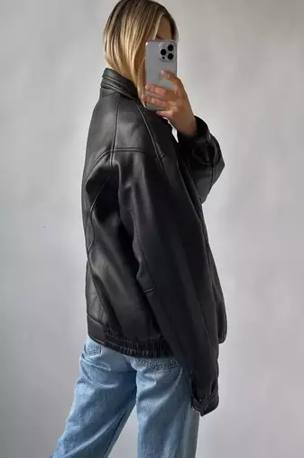 men's black lambskin leather biker jacket classic moto zip style modern signature