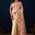 Beige digital floral print chiffon festive ethnic saree with blouse