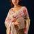 Beige digital floral print chiffon festive ethnic saree with blouse