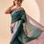 Green solid colour cotton silk semi formal saree with blouse