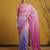 Pink ombre zari embroidery border work organza silk   party wear elegant style designer saree with blouse piece